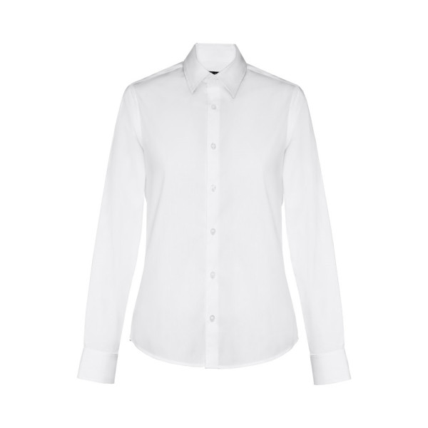 THC PARIS WOMEN WH. Langärmeliges Popeline-Hemd für Frauen. Weiße Farbe